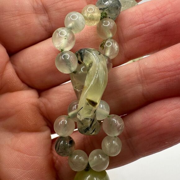 18" Prehnite and Ocean Jasper stone necklace with silver tone hardware! - Picture 3 of 12